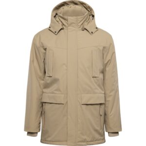 North parka med hætte mørk sand