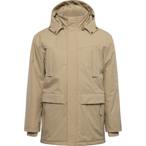 North parka med hætte mørk sand