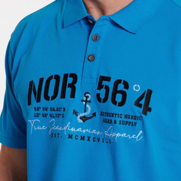 North 56°4 polo med bryst brodering mykonos blå - Billede 4