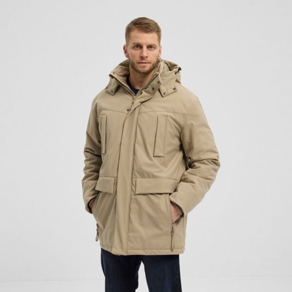 North parka med hætte mørk sand – Bild 2