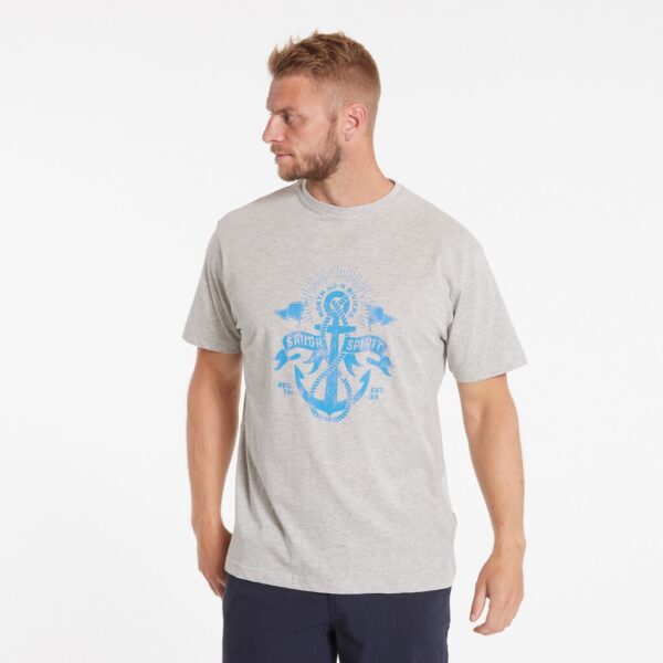 North 56°4 denim t-shirt med print på brystet lys grå – Bild 3