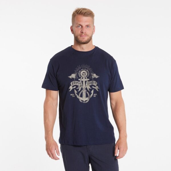 North 56°4 denim t-shirt med print på brystet marine blå – Bild 3