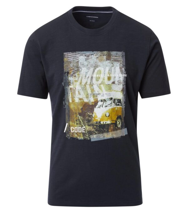 Casa Moda ens farvet t-shirt med tryk på brystet af VW bussen