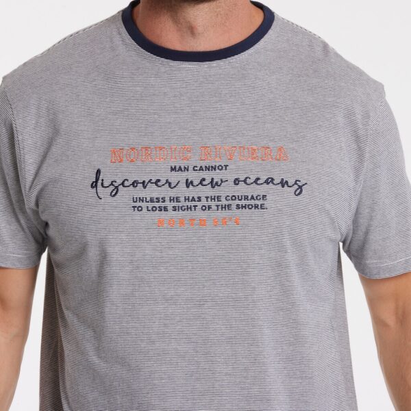 North 56°4 denim t-shirt med print og I striber TALL - Billede 4