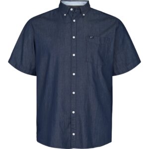North 56°4 super fed denim skjorte korte ærmer indigo blå