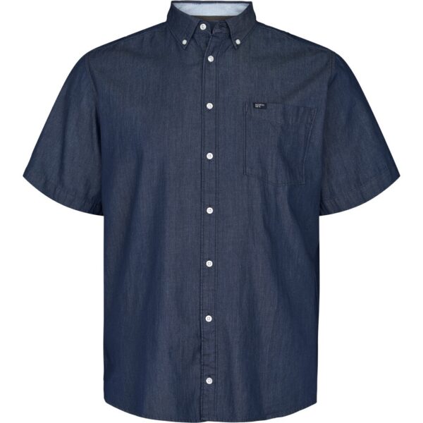 North 56°4 super fed denim skjorte korte ærmer indigo blå