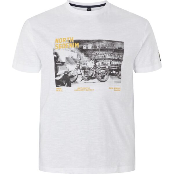North 56°4 denim t-shirt med print på brystet hvid