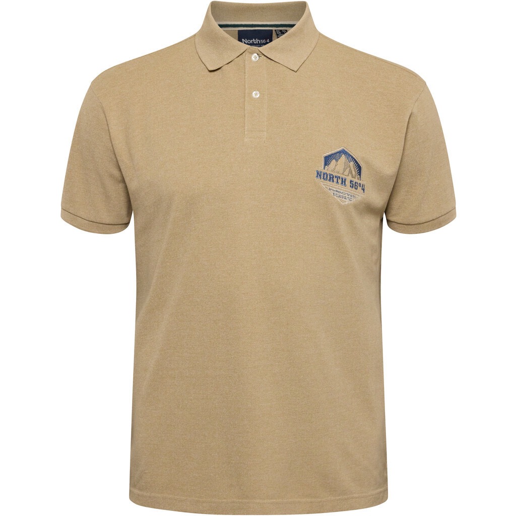 North 56°4 Poloshirt mit Stickerei ohne Tasche sandfarben meliert