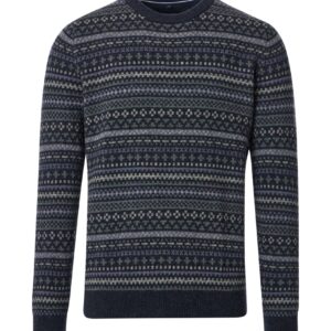 Casa Moda striktrøje med rund hals og mønster i vævningen uld