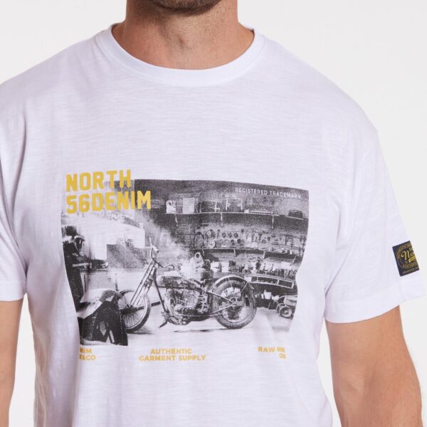 North 56°4 denim t-shirt med print på brystet hvid - Billede 4