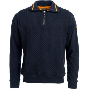 Roberto Jeans sweatshirt med kort lyn og orange i kraven marine blå