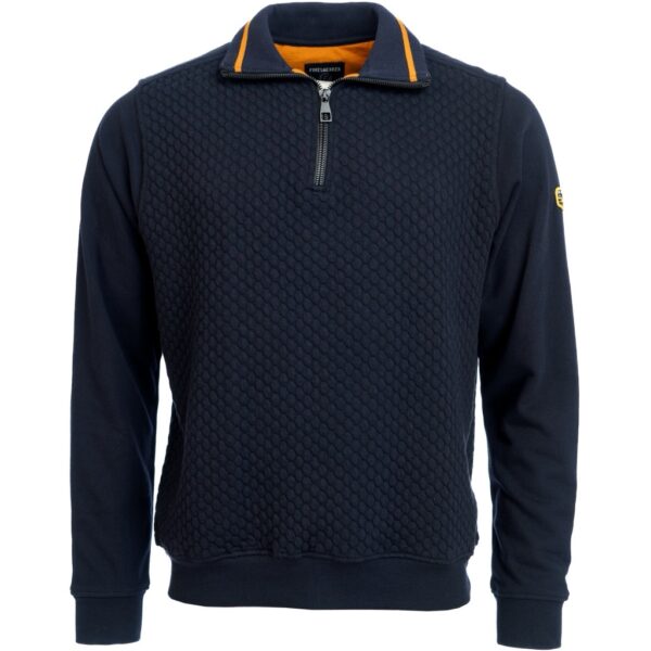 Roberto Jeans sweatshirt med kort lyn og orange i kraven marine blå
