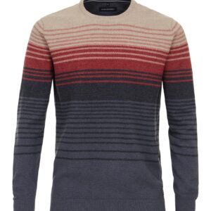 Casa Moda striktrøje stribet mønster beige, rød, blå