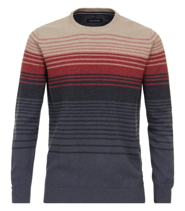 Casa Moda striktrøje stribet mønster beige, rød, blå