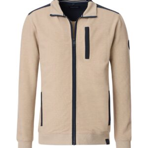 Casa Moda sweat jakke med fede detaljer og bryst lomme plaza tauqe sand