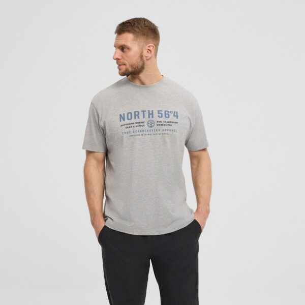 North 56°4 t-shirt med print grå meleret – Bild 2