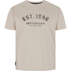 North 56°4 denim t-shirt med print på brystet lys sand