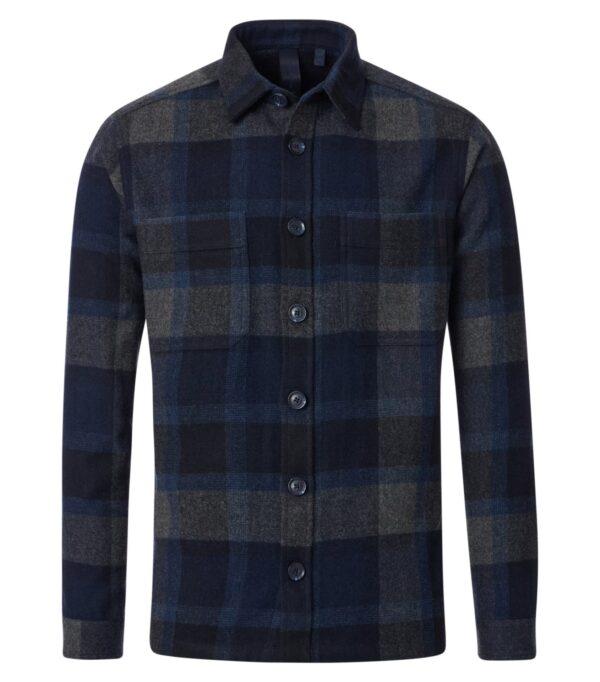 Casa Moda over shirt, classic stor terne blå uld