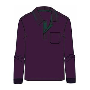 Roberto Jeans lang ærmet polo med bryst lomme og kontrast flip bordeaux