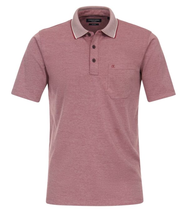 Casa Moda easy care polo med lomme farven rabarber