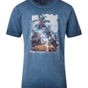 Casa Moda t-shirt med tryk long beach med volkevogn bobbel blå