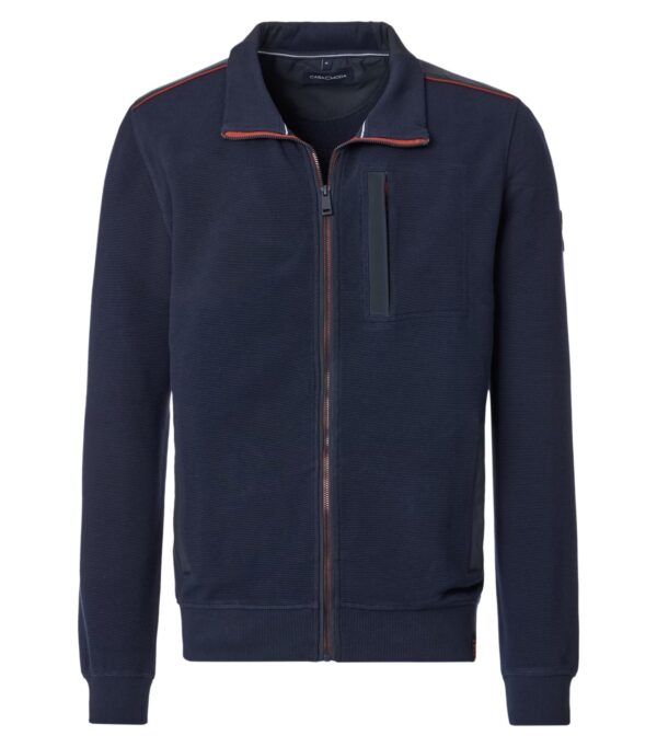 Casa moda sweat jakke med fede detaljer og bryst lomme marine blå