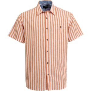 Roberto Jeans stribet skjorte med korte ærmer hvid/orange