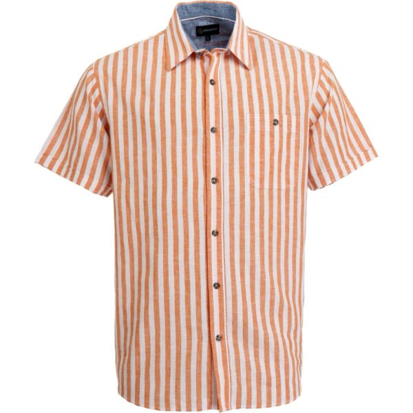 Roberto Jeans stribet skjorte med korte ærmer hvid/orange