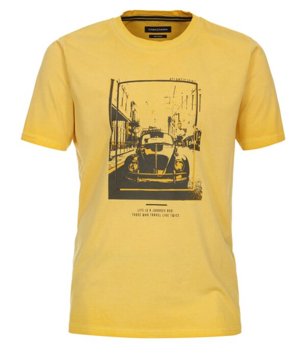 Casa Moda ensfarvet t-shirt gul med vw boble på brystet