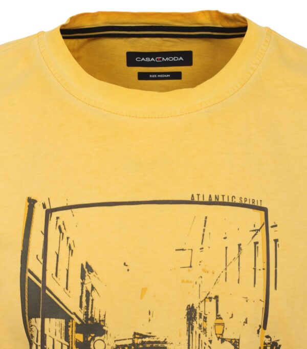 Casa Moda ensfarvet t-shirt gul med vw boble på brystet – Bild 4