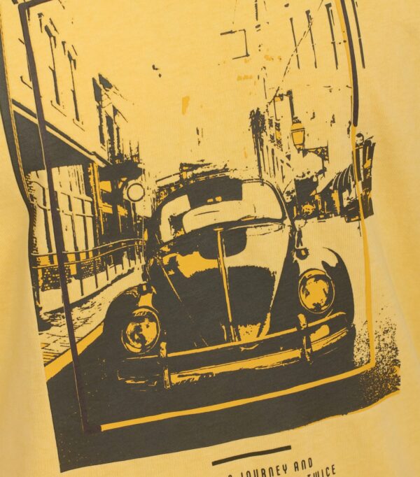 Casa Moda ensfarvet t-shirt gul med vw boble på brystet – Bild 6