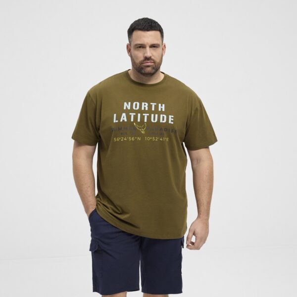North latitude t-shirt med print army grøn - Billede 2
