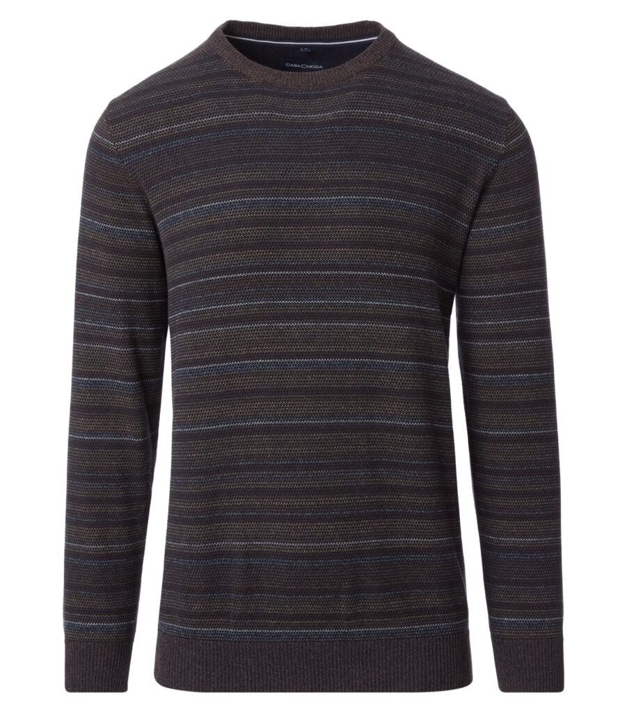 Casa Moda Strickpullover gestreiftes Muster schokoladenbraun