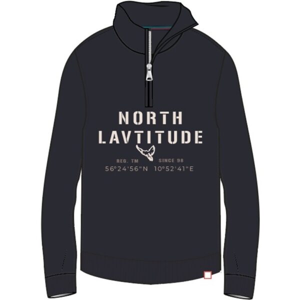 North latitude sweat med kort lynlås, med brodering nat blå TALL