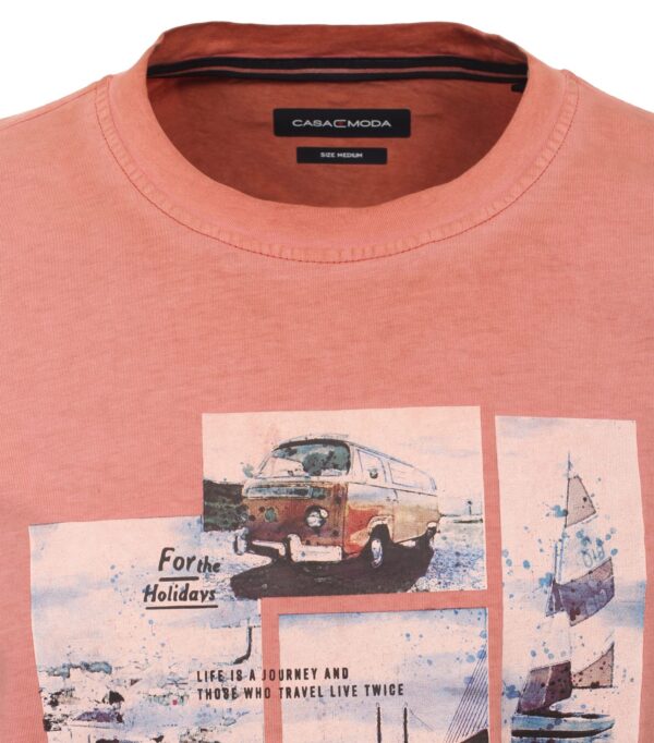 Casa Moda ensfarvet t-shirt med vw boble på brystet bagt ler - Billede 2
