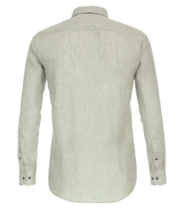 Casa Moda hør skjorte med button down casual fit lange ærmer grøn - Billede 3
