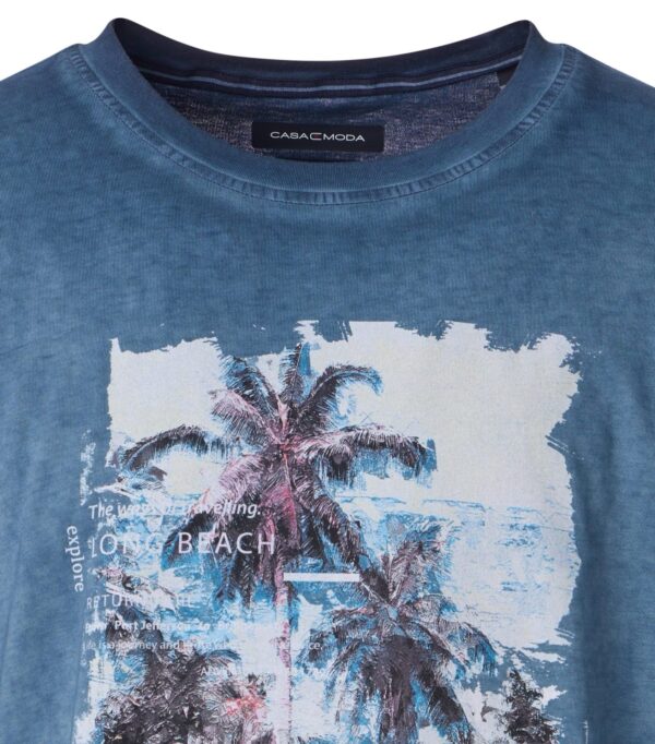 Casa Moda t-shirt med tryk long beach med volkevogn bobbel blå - Billede 2