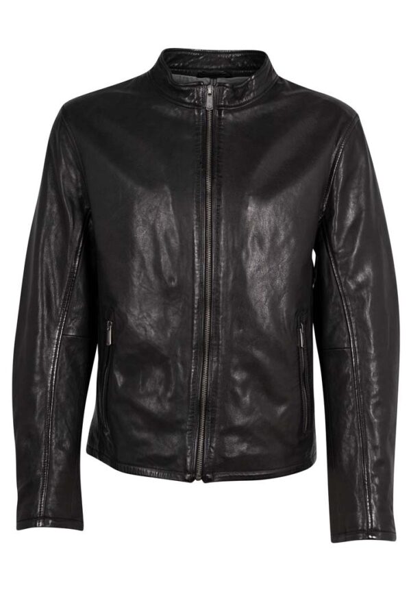 Mauritius skindjakke i lam biker model sort