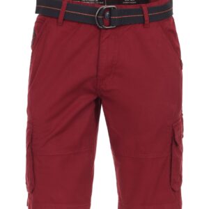 Casa Moda cargo shorts med lommer på siden og bælte mørk rød