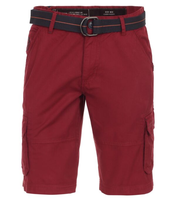 Casa Moda cargo shorts med lommer på siden og bælte mørk rød