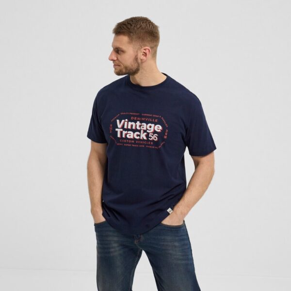 North 56°4 t-shirt med print marine blå – Bild 4