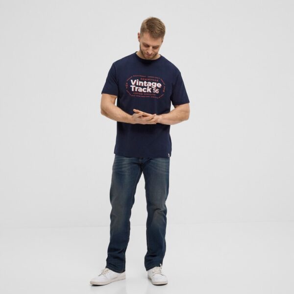 North 56°4 t-shirt med print marine blå – Bild 3