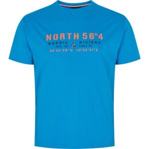 North 56°4 denim t-shirt med print på brystet mykonos blå TALL