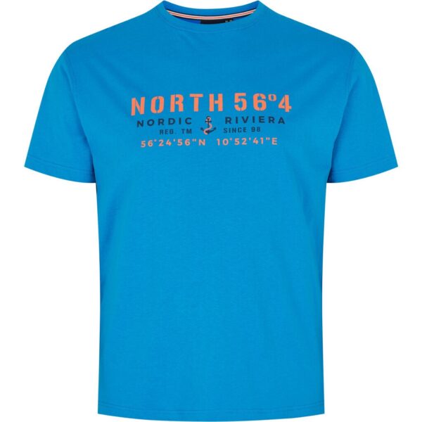 North 56°4 t-shirt med print på brystet mykonos blå