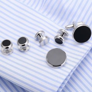 At Birger: cufflinks for shirts – silver and black