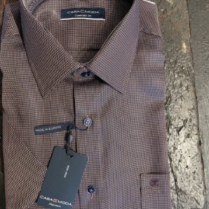 Casa Moda kort ærmet skjorte comfort fit bordeaux meleret