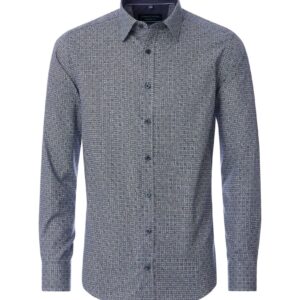 Casa Moda comfort fit skjorte lange ærmer mønstret blå brun twill