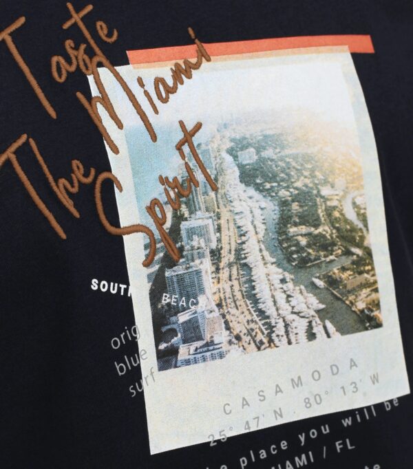 Casa Moda t-shirt med print og brodering i nat blå – Bild 6