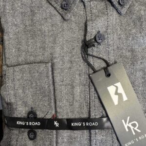 Kings Road flannel sildeben mønster skjorte en brystlommer grå