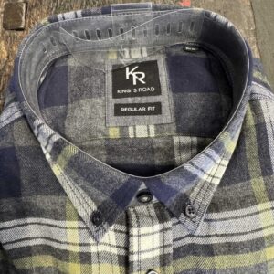 Kings Road flannel skjorte en brystlommer grøn blå hvid ternet